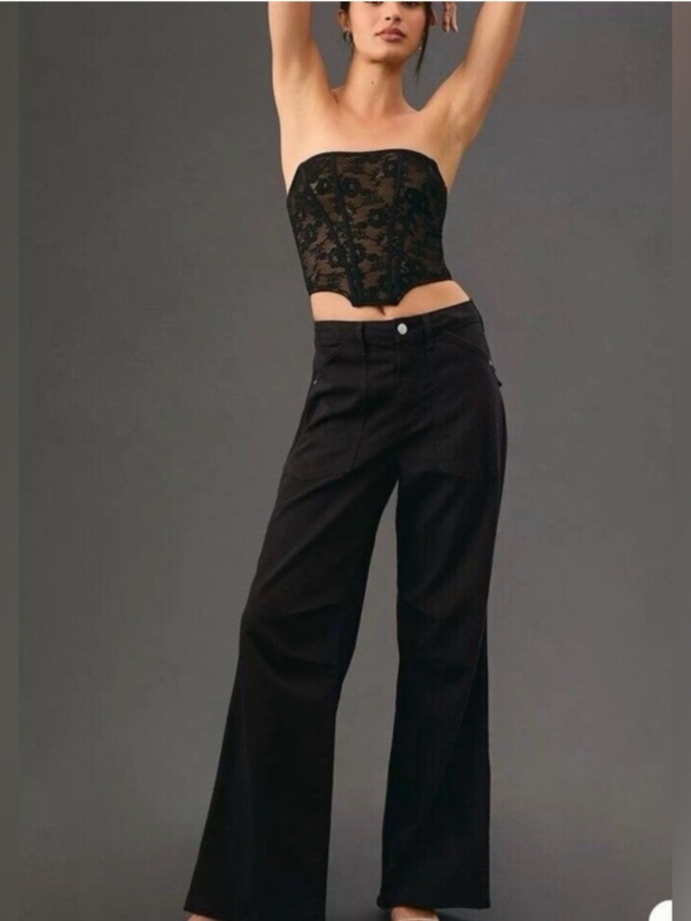 NWT AMO Denim Black Severine High Rise Wide Leg Cargo Pants - Size: 29